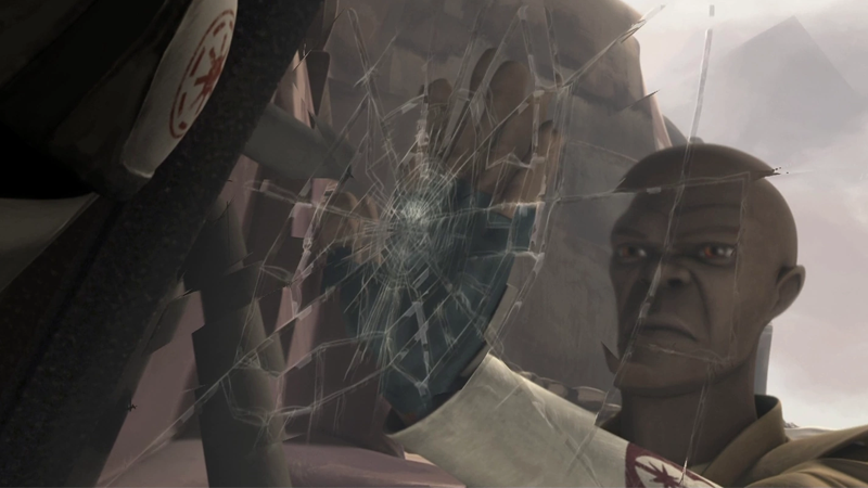 Mace Windu examines a literal manifestation of a Shatterpoint in The Clone Wars.